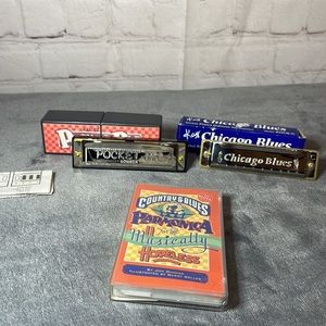 VINTAGE KAY CHICAGO BLUES NICKEL PLATED DIATONIC HARMONICA & POCKET PAL HOHNER